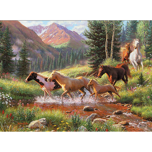 Horse Stream Tray Puzzle-Jigsaw Puzzles-Balderson Village Cheese Store