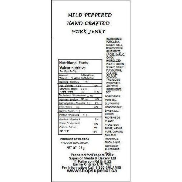 Mild Peppered Pork Jerky-Pepperettes-Balderson Village Cheese
