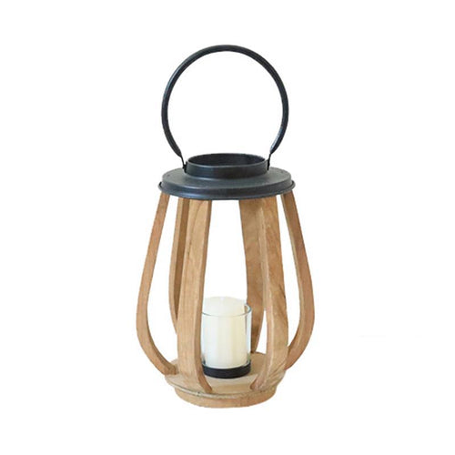 Wood Framed Oval Bottom Candle Lantern-Home Decor-Balderson Village Cheese Store