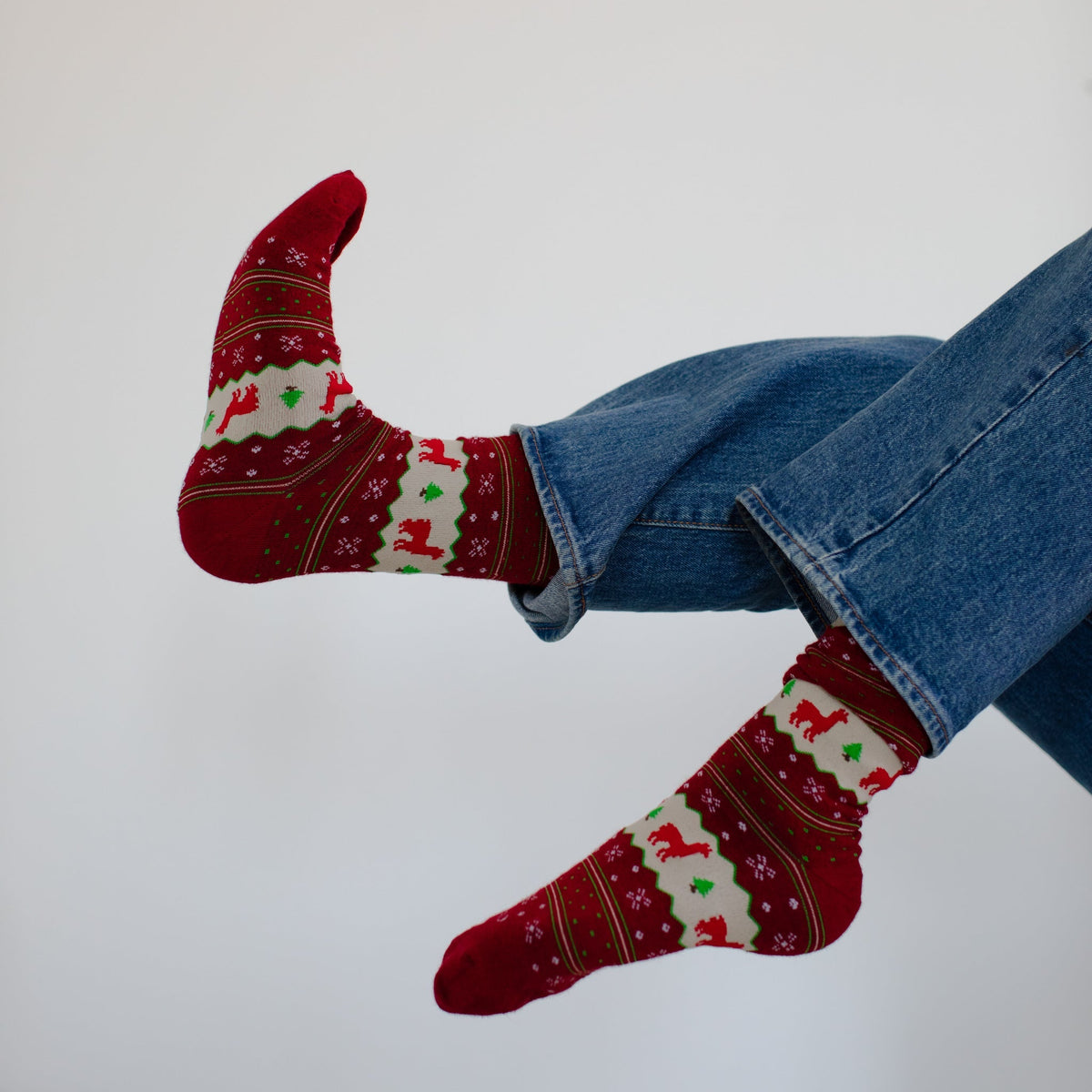 Alpaca Socks - Holiday Stripe - Red-Socks-Balderson Village Cheese Store