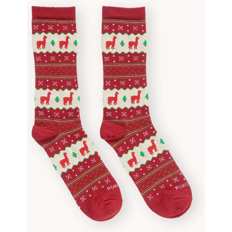 Alpaca Socks - Holiday Stripe - Red-Socks-Balderson Village Cheese Store