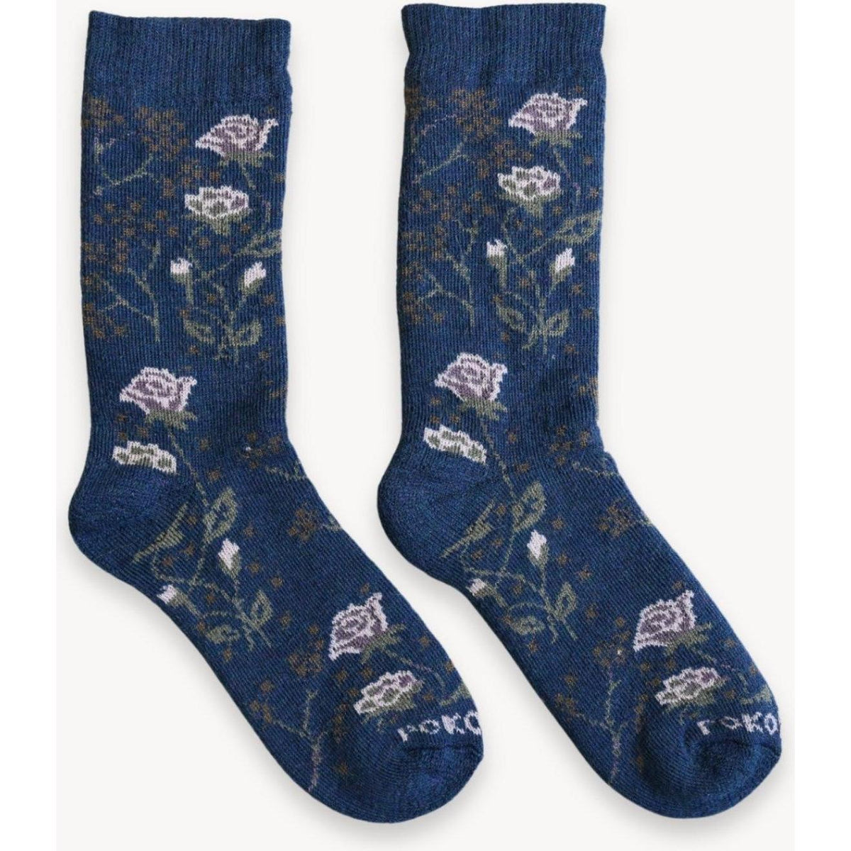 Alpaca Thick Print Socks - Blue Rose-Socks-Balderson Village Cheese Store