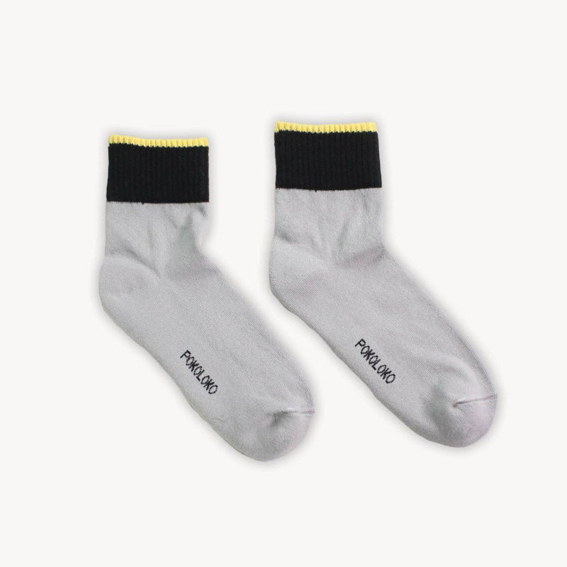 Block Pima Socks - Grey/Black