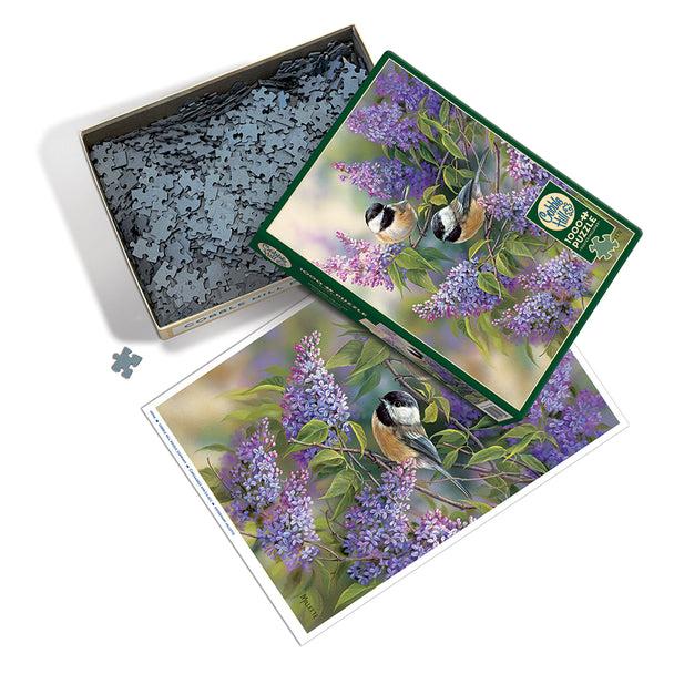 Chickadees & Lilacs Puzzle-Jigsaw Puzzles-Balderson Village Cheese Store