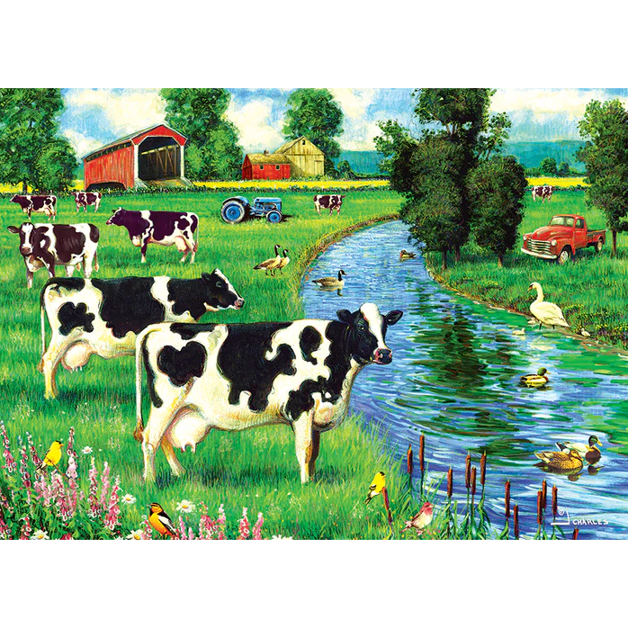 Cow Stream Tray Puzzle-Jigsaw Puzzles-Balderson Village Cheese Store