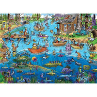 DoodleTown: Gone Fishing Puzzle-Jigsaw Puzzles-Balderson Village Cheese Store