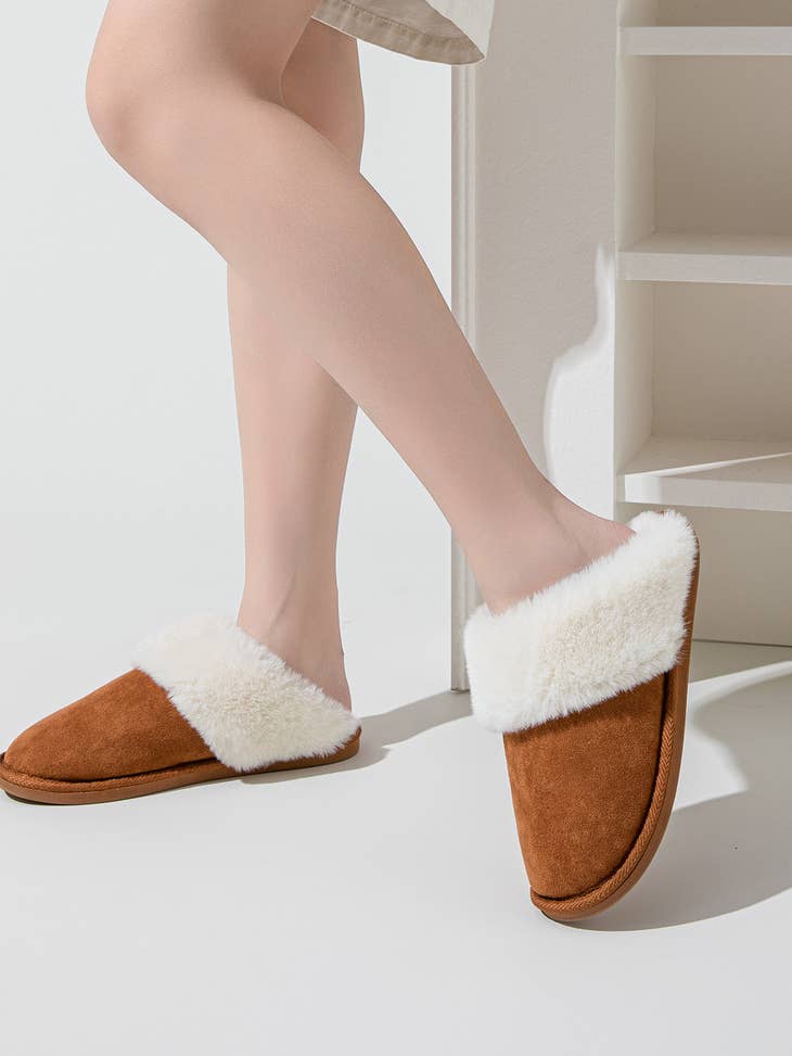 Fuzzy Slip-On Slippers for Women