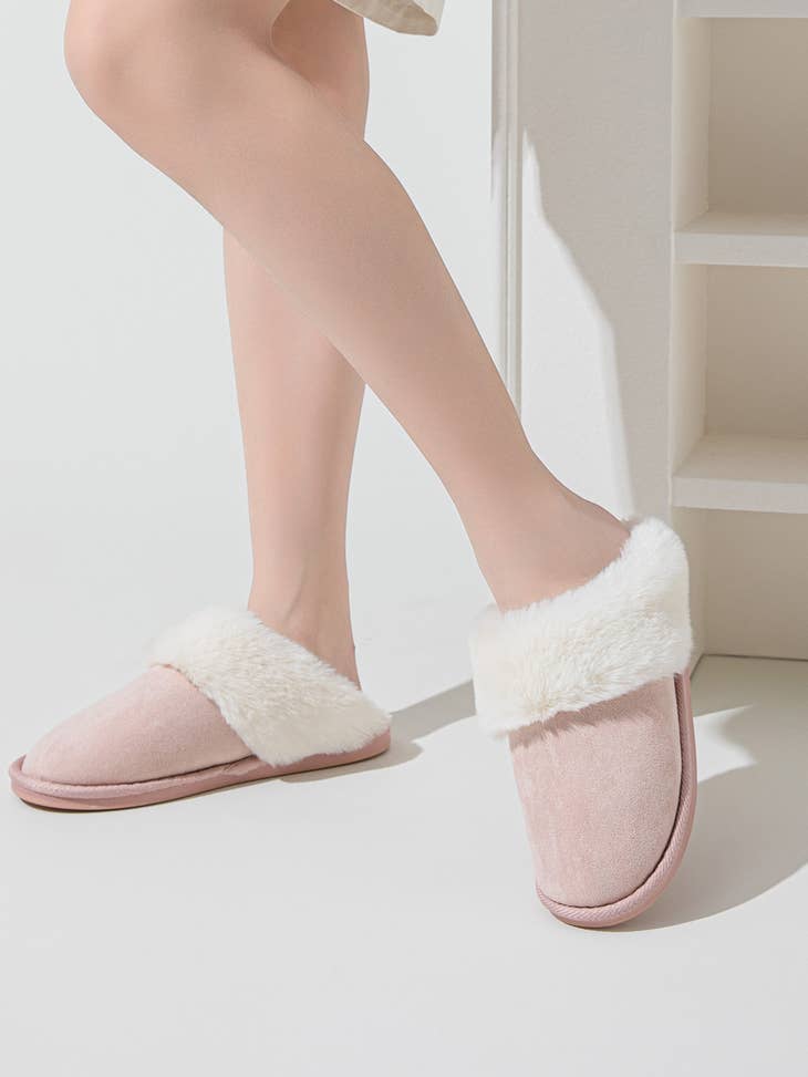 Fuzzy Slip-On Slippers for Women
