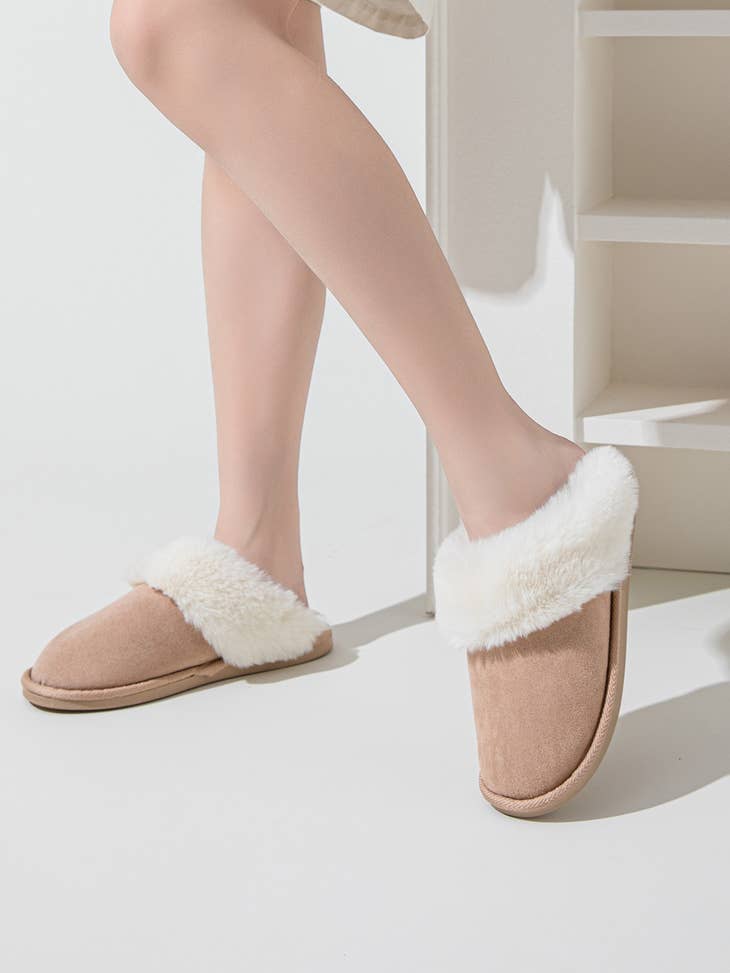 Fuzzy Slip-On Slippers for Women