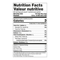 Nutrition Facts label for Garlic Bread Dip Mix, showing 3 calories per serving.