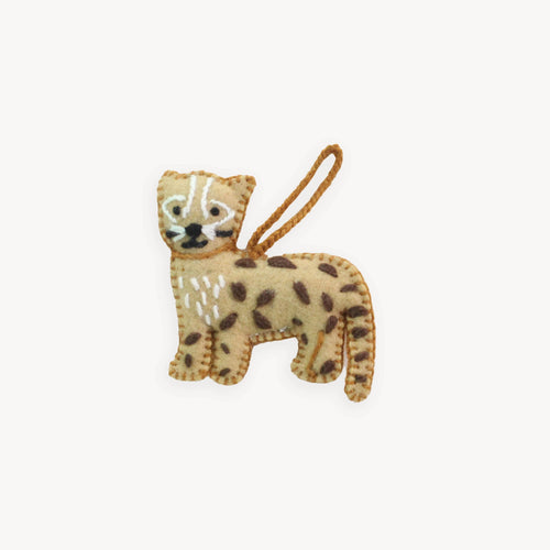 Hand Embroidered Ornament - Cheetah-Christmas Tree Decorations-Balderson Village Cheese Store