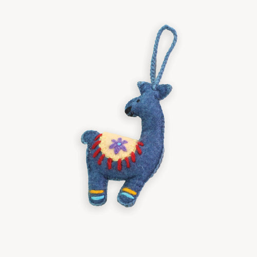 Hand Embroidered Ornament - Festive Alpaca-Christmas Tree Decorations-Balderson Village Cheese Store