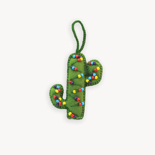 Hand Embroidered Ornament - Festive Cactus-Christmas Tree Decorations-Balderson Village Cheese Store