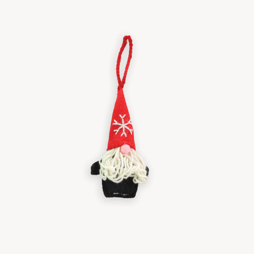 Hand Embroidered Ornament - Red Gnome-Christmas Tree Decorations-Balderson Village Cheese Store