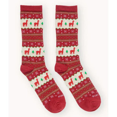 Holiday Stripe Alpaca Socks - Small Red-Socks-Balderson Village Cheese Store