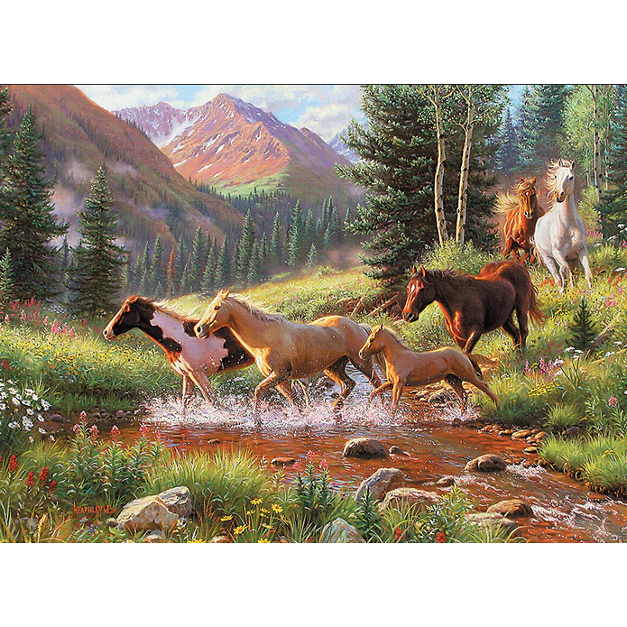 Horse Stream Tray Puzzle-Jigsaw Puzzles-Balderson Village Cheese Store