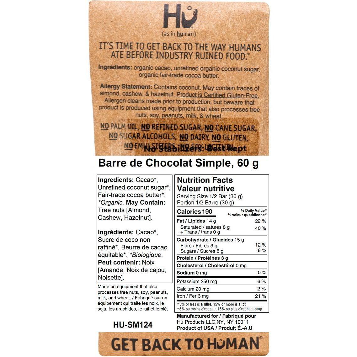 Hu Simple Dark Chocolate Bar-Chocolate-Balderson Village Cheese Store