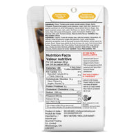Clear pouch of Jamaican Jerk Chicken Stir Fry Kit, showing dark sauce and nutritional facts.