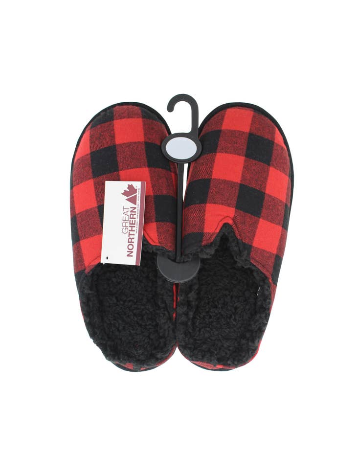 Mens Open Back Slipper with Faux Shearling Lining