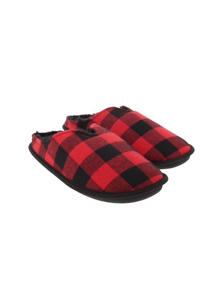 Mens Open Back Slipper with Faux Shearling Lining