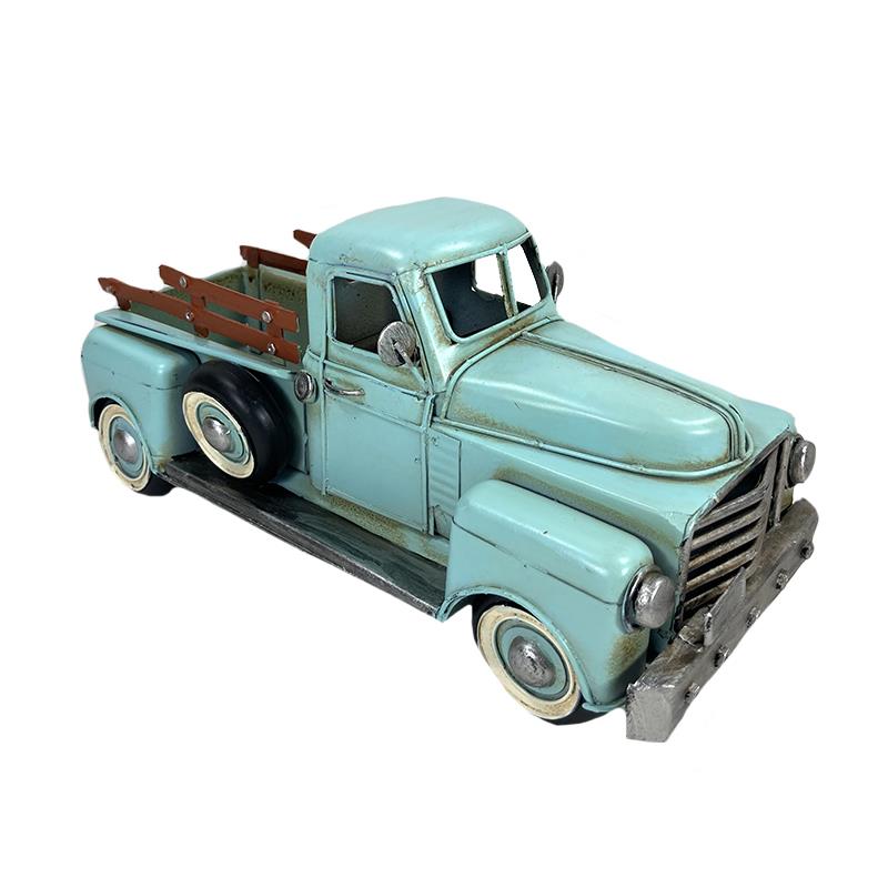 Metal Blue Truck Decor