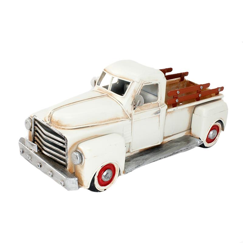 Metal White Truck Decor