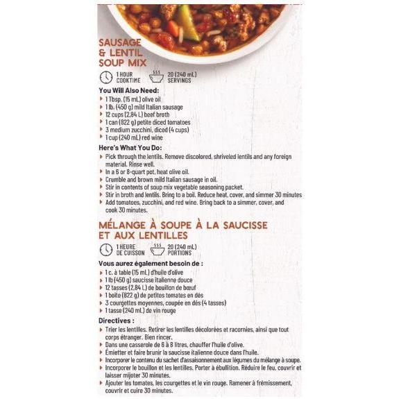 Sausage & Lentil Soup Mix-Soup-Balderson Village Cheese Store