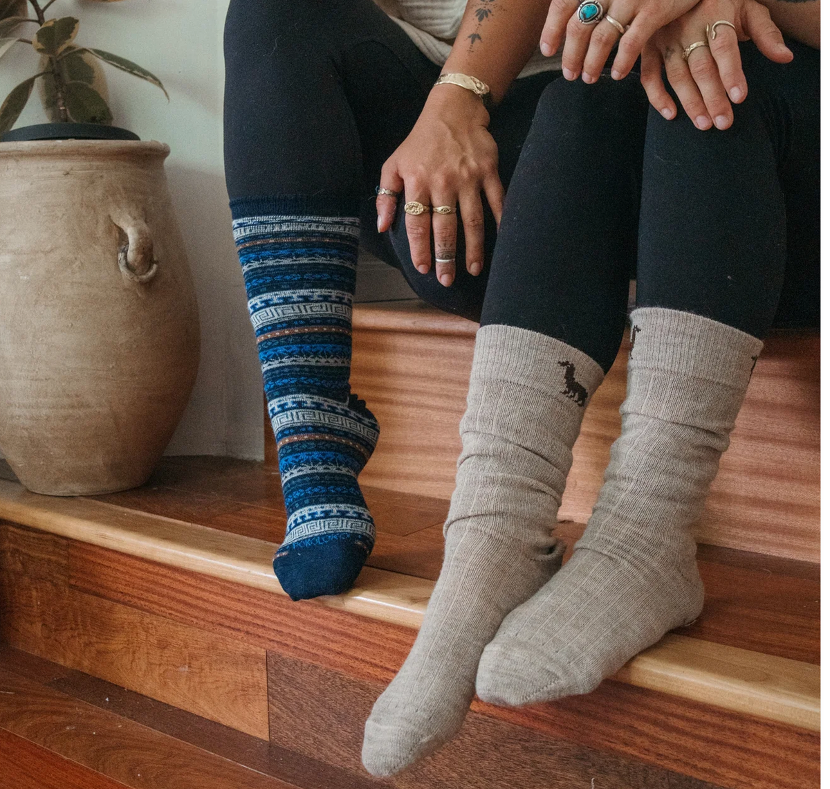 Baby Alpaca Crew Socks - Lapis Lazuli