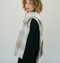 Alpaca Blend Seamless Check Scarf - Thistle
