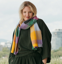 Alpaca Blend Seamless Check Scarf - Sunshine