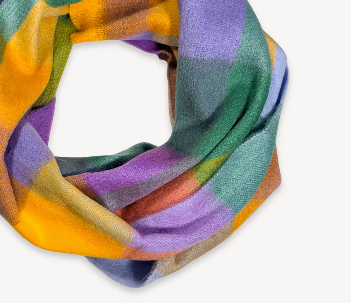Alpaca Blend Seamless Check Scarf - Sunshine