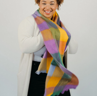 Alpaca Blend Seamless Check Scarf - Sunshine