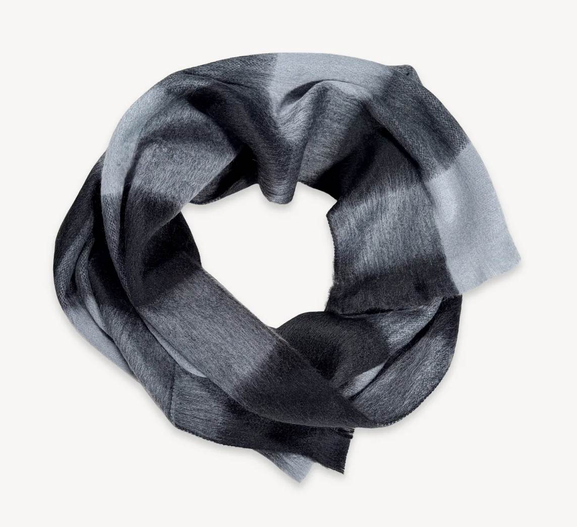 Alpaca Blend Seamless Check Scarf - Licorice