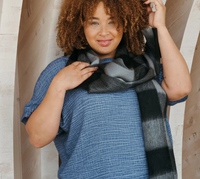 Alpaca Blend Seamless Check Scarf - Licorice