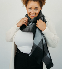 Alpaca Blend Seamless Check Scarf - Licorice