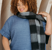 Alpaca Blend Seamless Check Scarf - Licorice