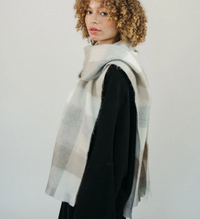 Alpaca Blend Seamless Check Scarf - Coastal
