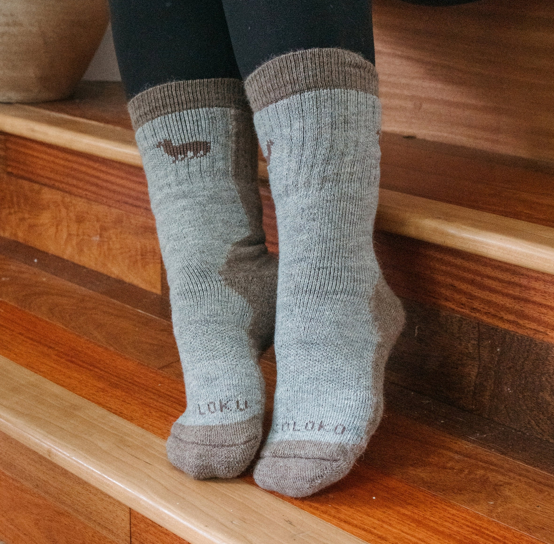 Alpaca Hiker Socks - Greige - X-Large