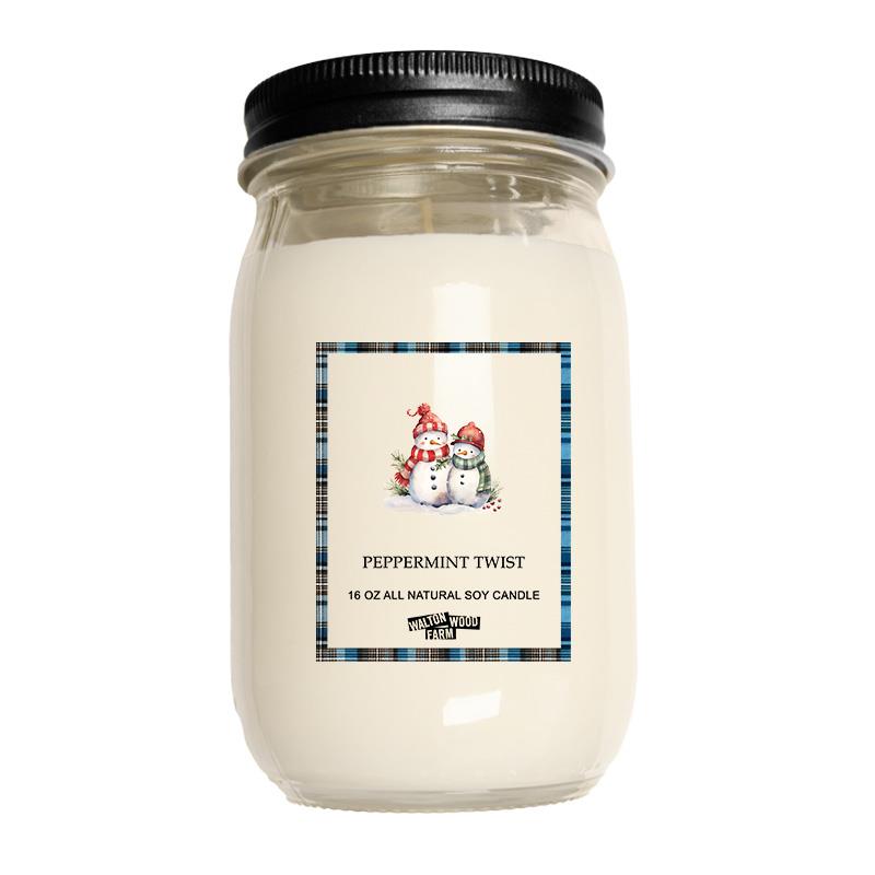 Snowman Candle Peppermint Twist-Candle-Balderson Village Cheese Store