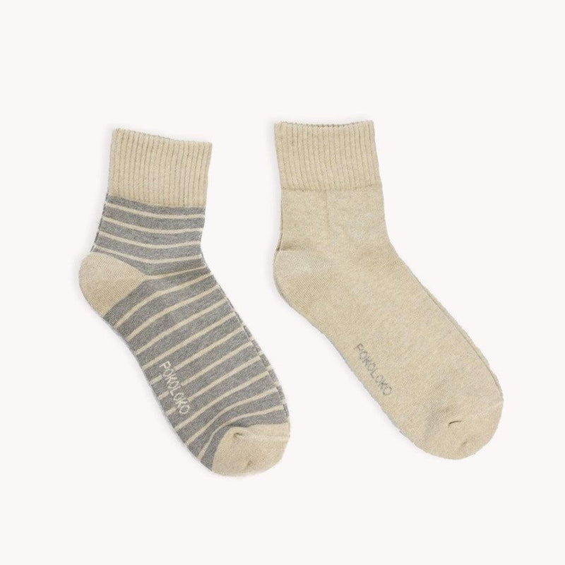 Striped-Solid Pima Socks - Pack of 2 - Honey