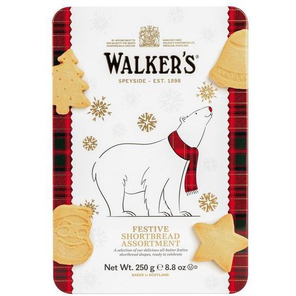 Walkers Polar Bear Tin with Scottish Festive Shapes Shortbread Assortment-Cookies & Biscuits-Balderson Village Cheese Store