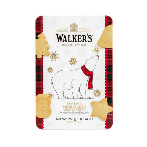 Walkers Polar Bear Tin with Scottish Festive Shapes Shortbread Assortment-Cookies & Biscuits-Balderson Village Cheese Store