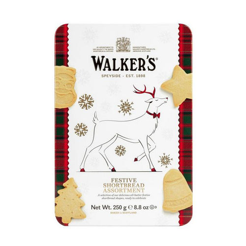 Walkers Reindeer Tin with Scottish Festive Shapes Shortbread Assortment-Cookies & Biscuits-Balderson Village Cheese Store
