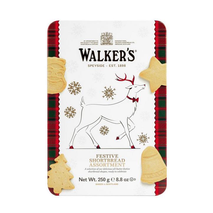 Walkers Reindeer Tin with Scottish Festive Shapes Shortbread Assortment-Cookies & Biscuits-Balderson Village Cheese Store