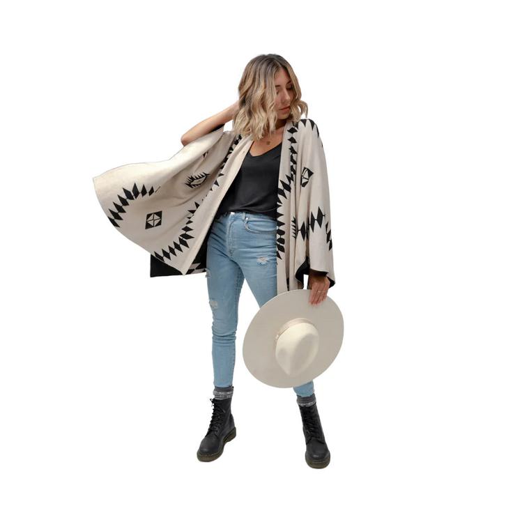 Alpaca Ruana Wrap - Ivory-Apparel & Accessories-Balderson Village Cheese Store