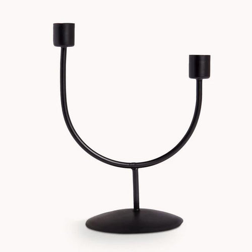 Asymmetrical Candle Holder - Black-Coffee-Balderson Village Cheese Store