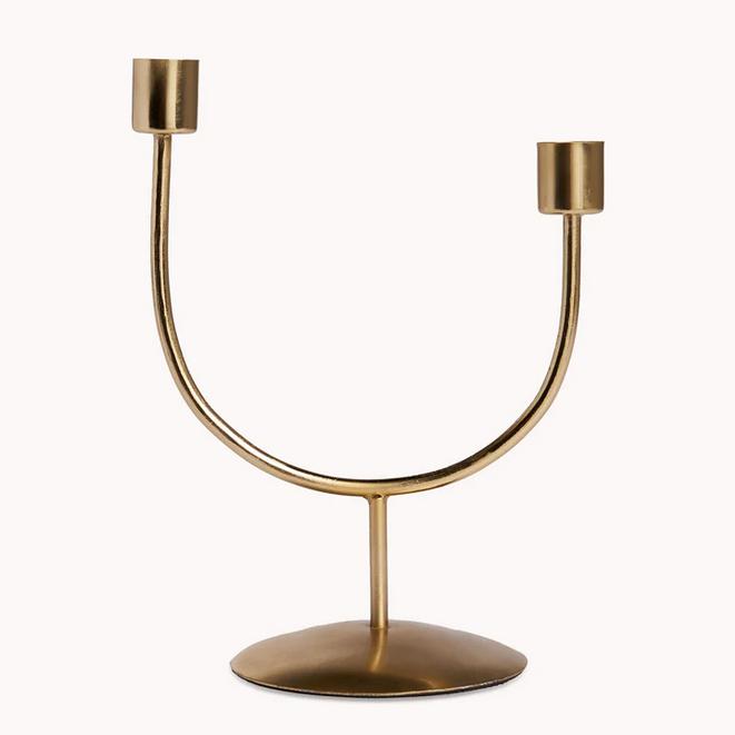 Asymmetrical Candle Holder - Gold-Coffee-Balderson Village Cheese Store