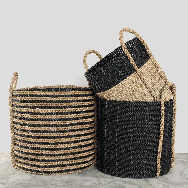 Handled Seagrass Baskets - Set of 3-Decorative Bowls-Balderson Village Cheese Store