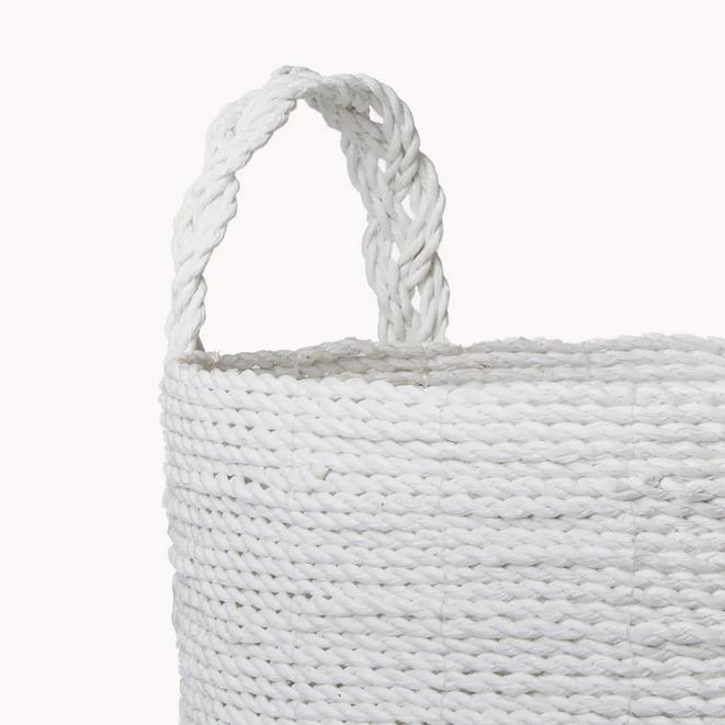 Handled Seagrass Baskets - Set of 3 White/Neutral-Decorative Bowls-Balderson Village Cheese Store