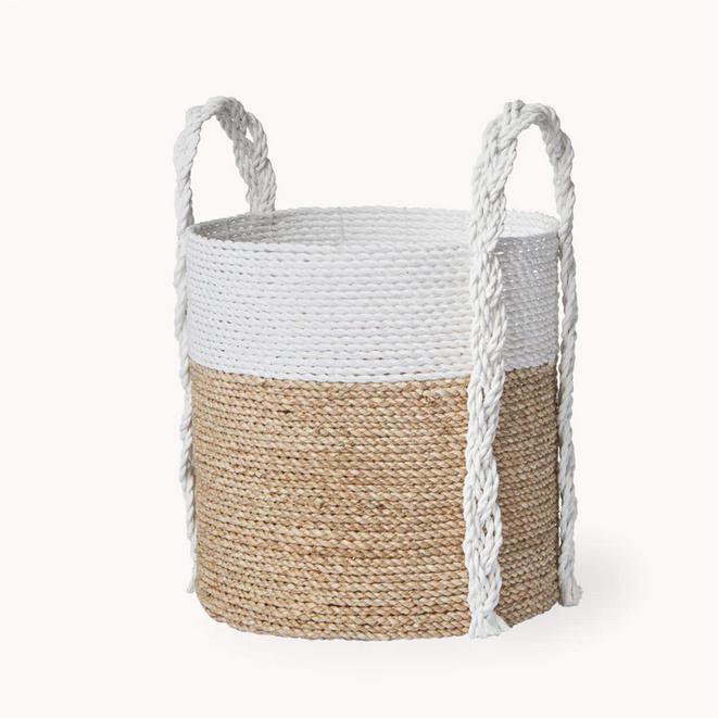 Handled Seagrass Baskets - Set of 3 White/Neutral-Decorative Bowls-Balderson Village Cheese Store